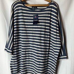 NWT Chaps Blue and Ivory Striped Top